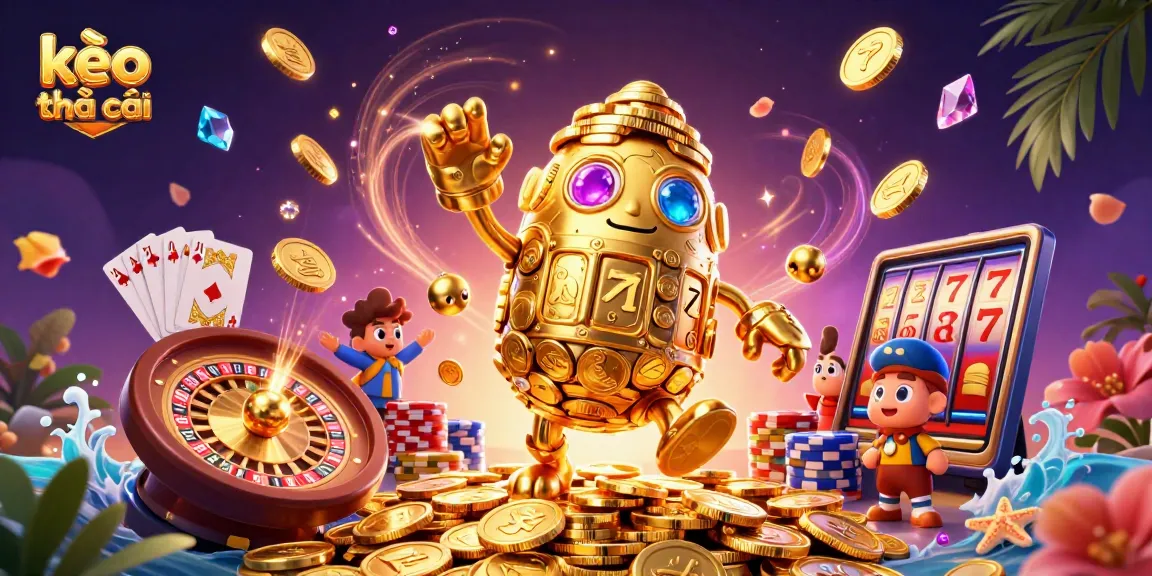 Experience exciting kèo nhà cái betting with a lively 3D casino scene featuring golden golem and vibrant game elements.