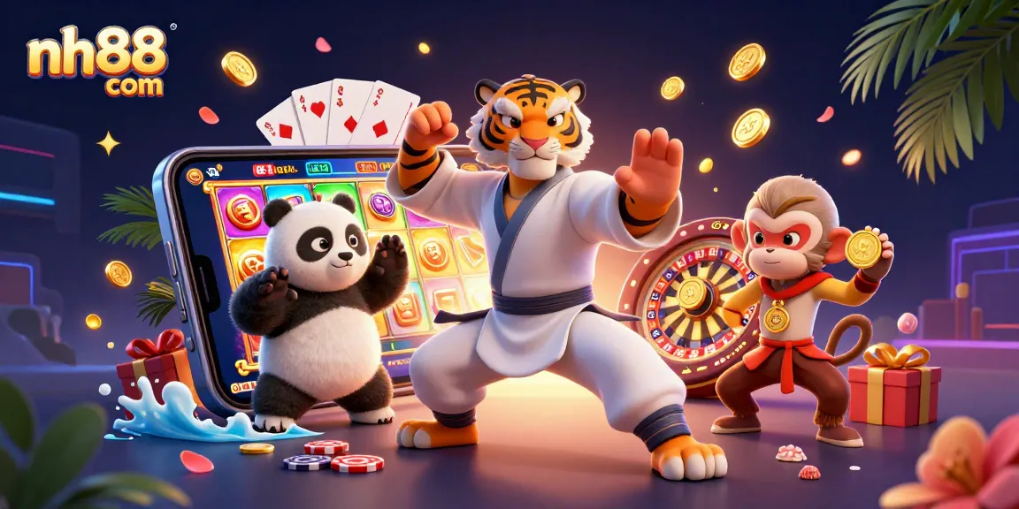 Spin and win at nh88 com with vibrant 3D characters in an engaging casino scene.