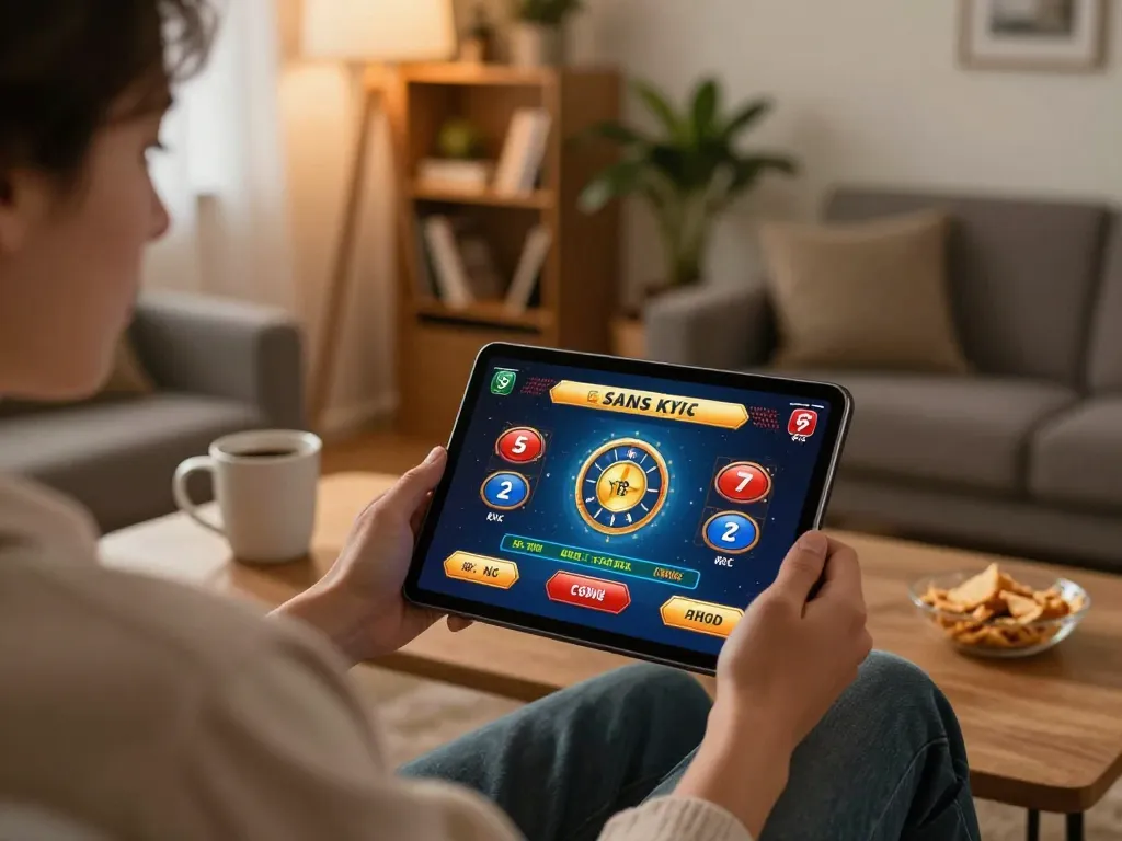 Gameplay engageant dans un casino crypto sans KYC, mettant en avant une interface conviviale et une atmosphère chaleureuse à la maison.