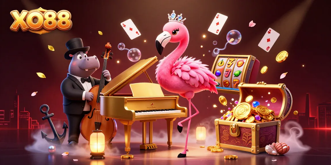 Experience the glamour of gaming at XO88 with vibrant characters and rich casino elements.