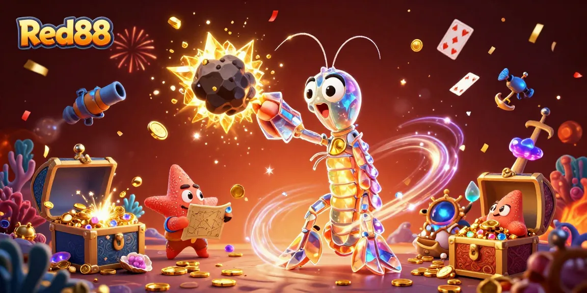 Experience thrilling wins at Red88 with a galactic samurai mantis shrimp amidst exploding treasures.