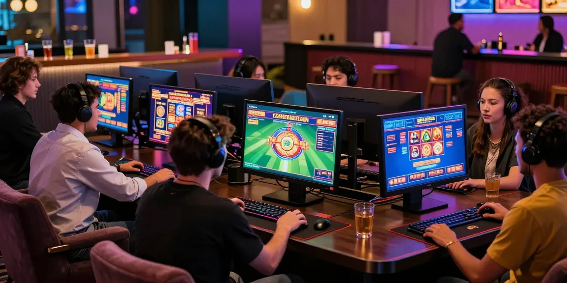Dynamic online casino scene at gdsap.org.uk showcasing players enjoying various games in a vibrant, social atmosphere.