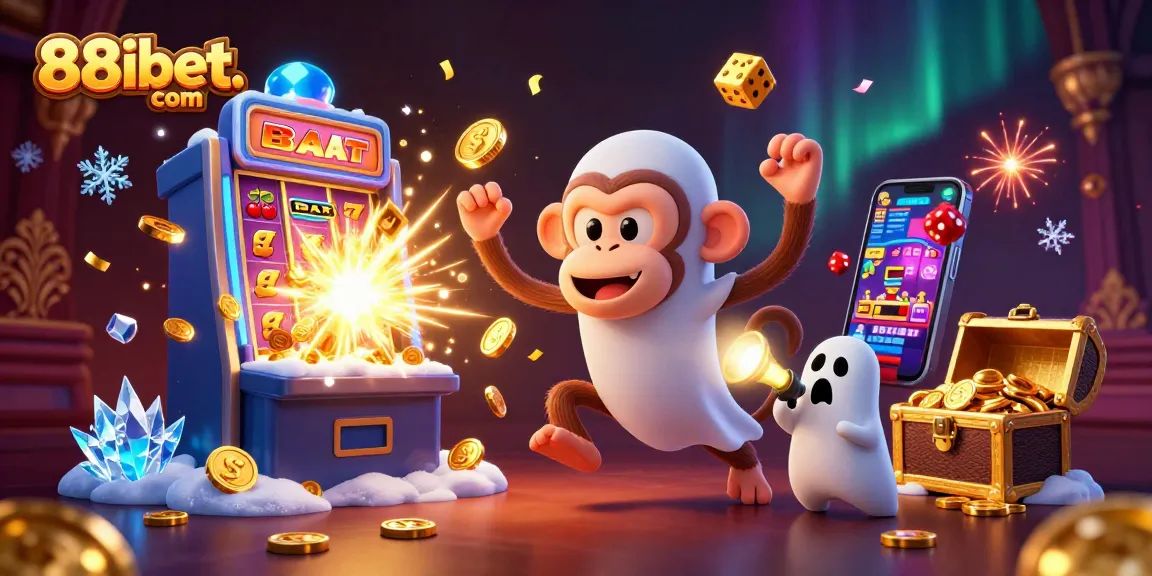 Experience excitement at 88ibet. com with a lively casino scene featuring a playful monkey and a curious puppy.