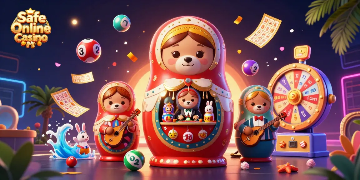 Engage with the thrilling vibe of Safe Online Casino MY featuring cartoon bears and casino elements.