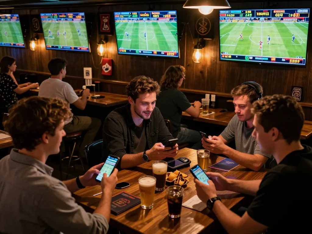 Exciting sports betting atmosphere showcasing keonhacai 88 as patrons engage with live matches.
