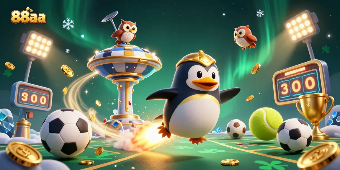 Experience thrilling gambling action at 88aa with a dynamic casino scene featuring sports elements and golden coins.