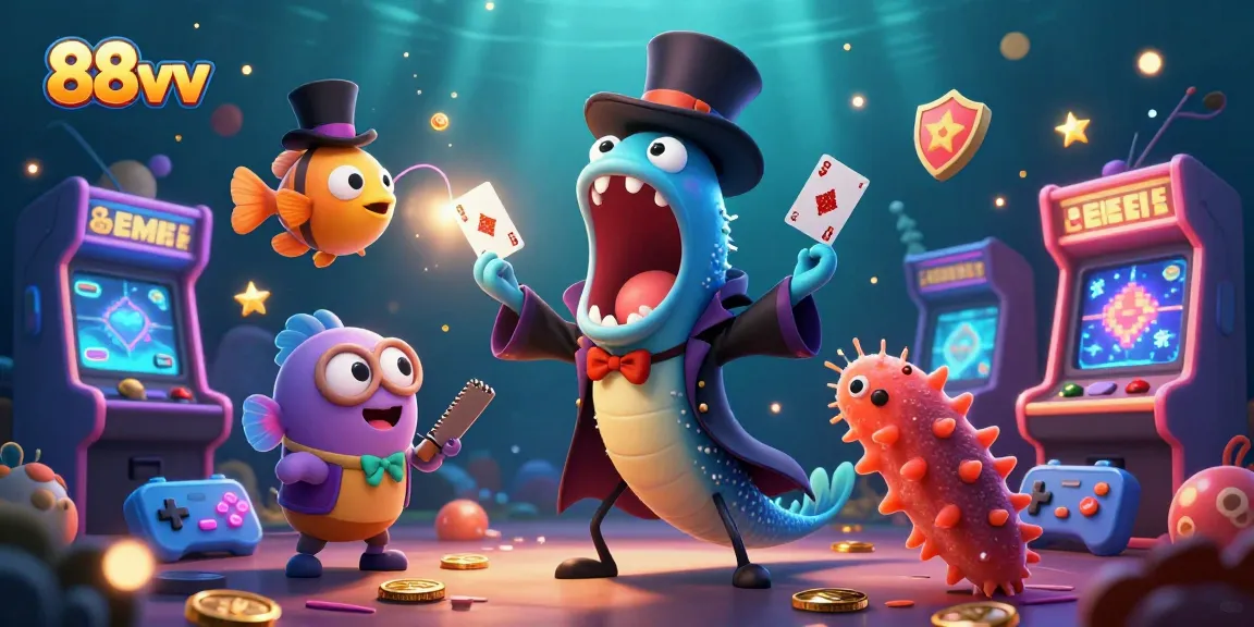 Engage with 88vv's magical casino world featuring delightful characters and vibrant game elements.