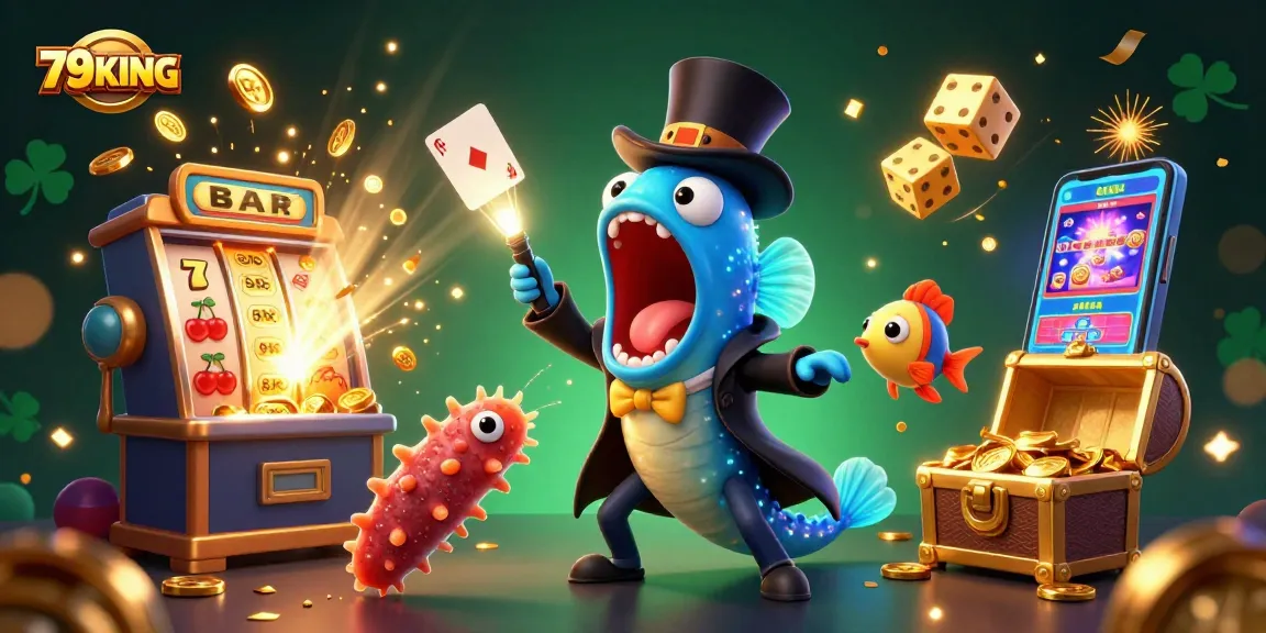 Experience the magical world of 79KING with bioluminescent characters and thrilling casino elements