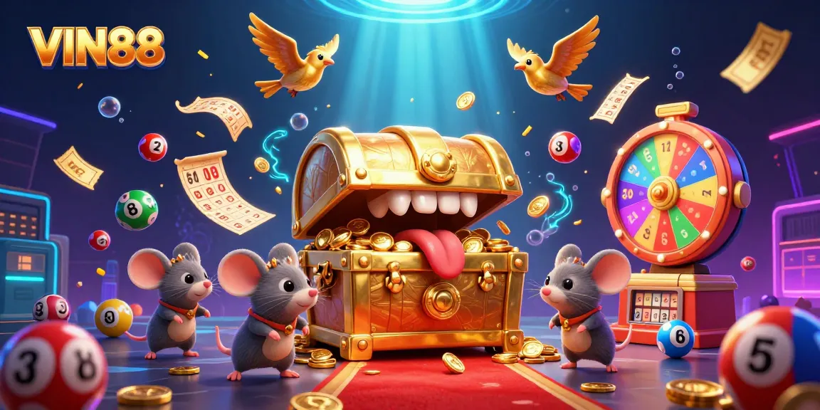 Play thrilling games at VIN88 with a vibrant, captivating 3D casino illustration.