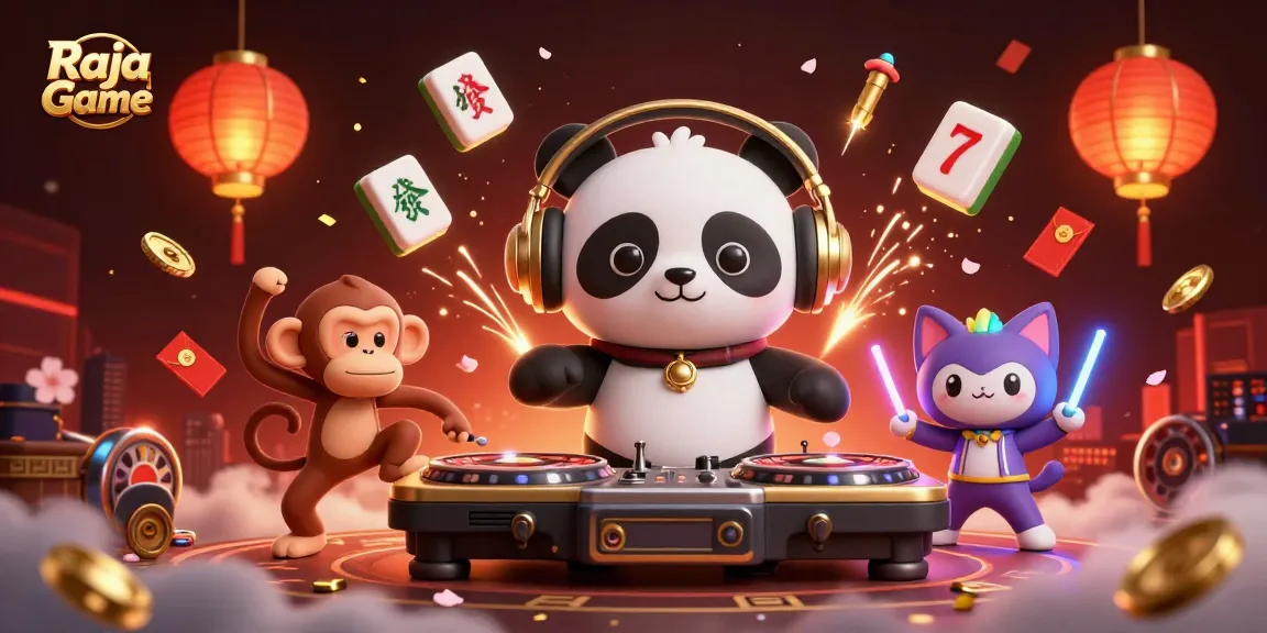 Play exciting games with Raja Game featuring vibrant characters and casino elements.