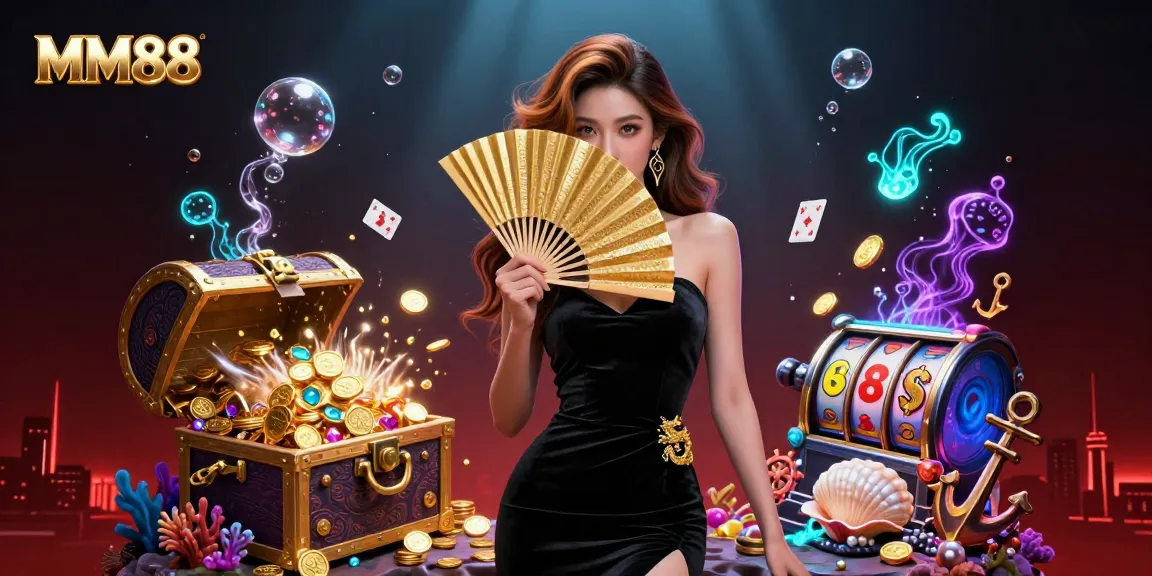 Experience thrilling gameplay at MM88 with vibrant slots, gold coins, and enchanting characters.