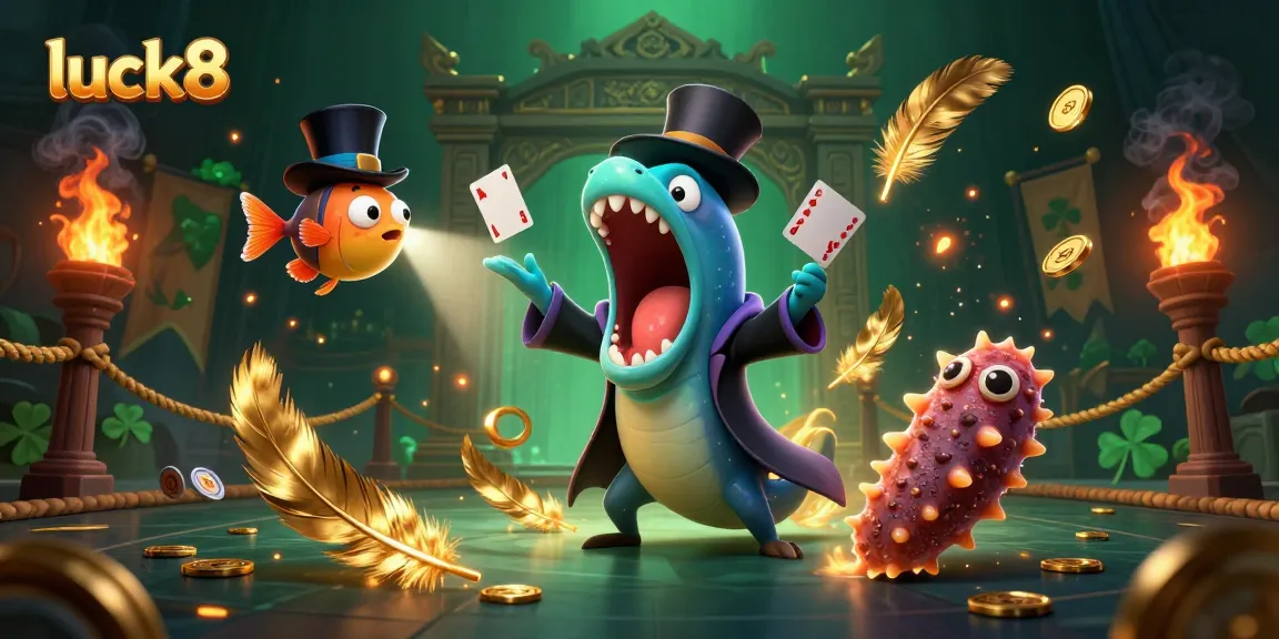 Experience luck8 with vibrant scenes of a deep-sea eel magician alongside immersive casino elements.