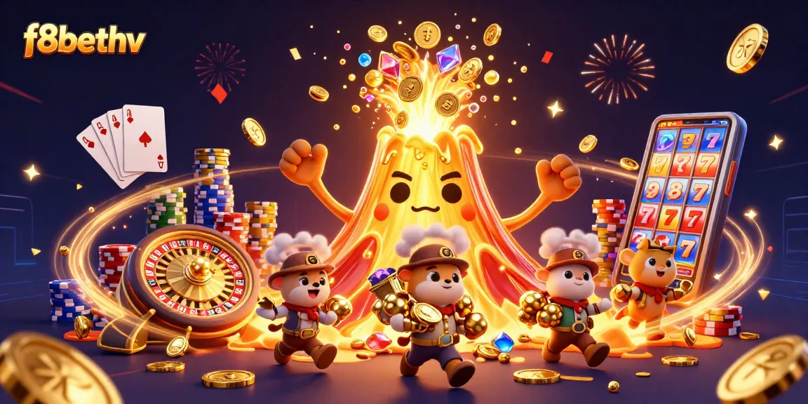f8bethv illustrates a dynamic casino scene with vibrant characters and rich gaming elements.
