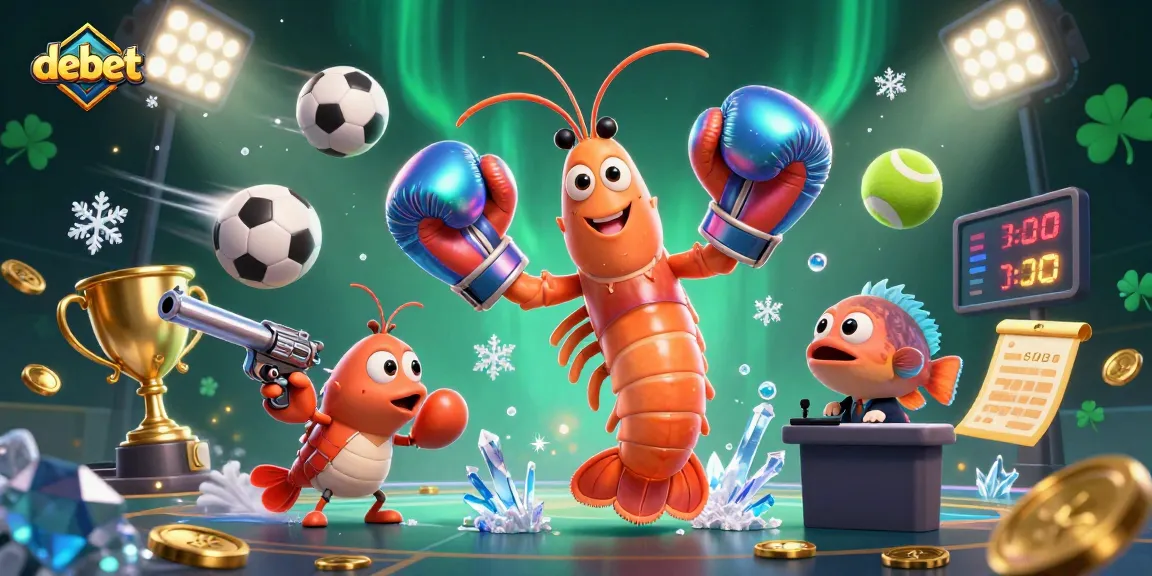 Engage with debet betting excitement featuring a dynamic scene of fighting crustaceans in a sports arena.