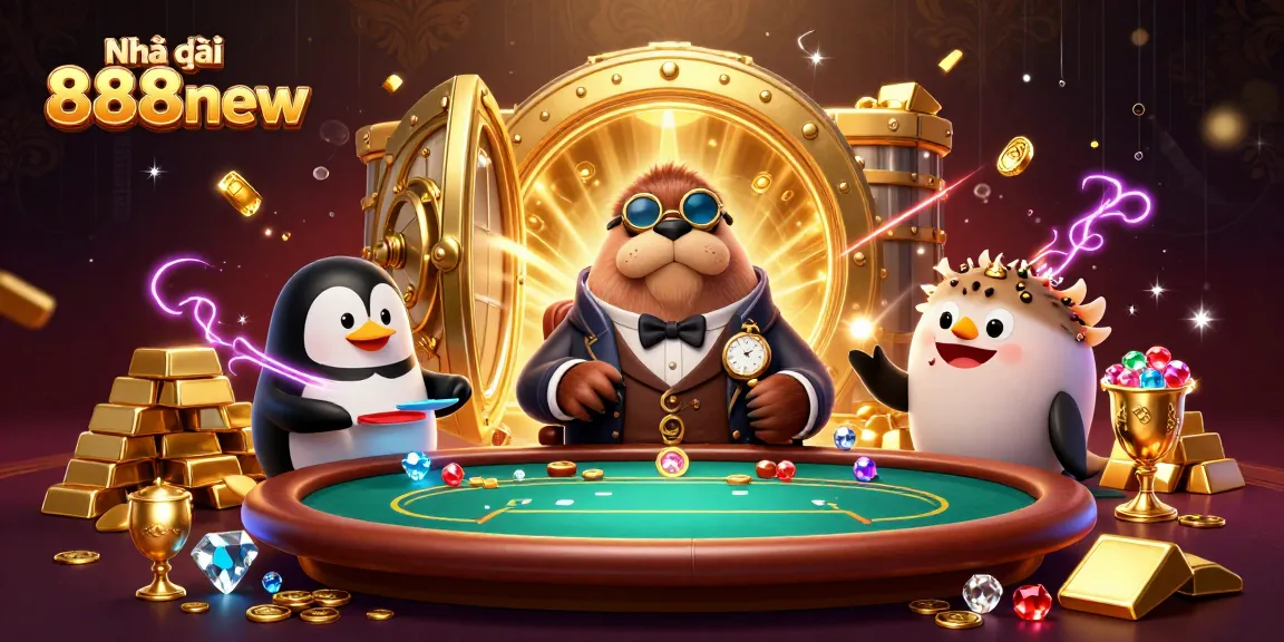 Engaging scene with Nhà cái 888new characters strategizing in an underwater poker game with treasures.