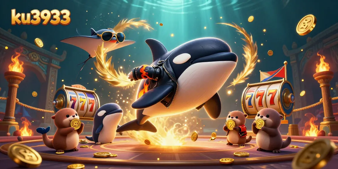 Engage with ku3933 as the orca, stingray, and otter family celebrate casino wins in this dynamic scene.