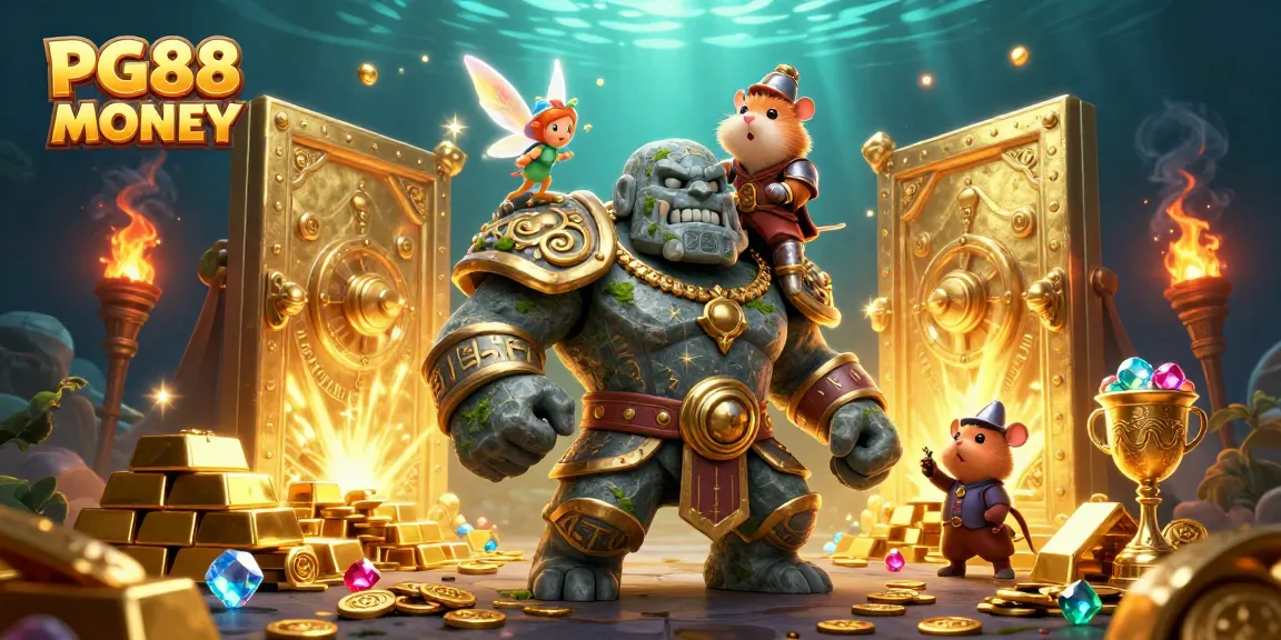 Experience the excitement of PG88 MONEY with a magical scene featuring vibrant characters and treasures.