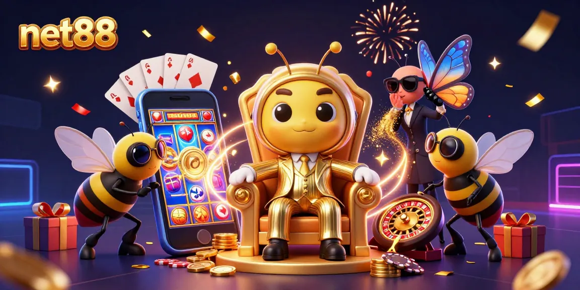 Win big at net88 with a vibrant scene featuring a bumblebee mob boss and thrilling casino elements