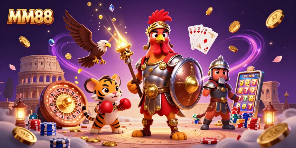 MM88 showcases a thrilling casino environment with vibrant characters and dynamic gaming elements.