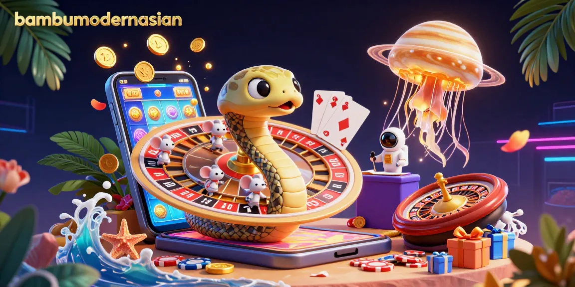 Experience thrilling gameplay at bambumodernasian with a vibrant cosmic casino scene featuring a roulette wheel and adorable betting mice.