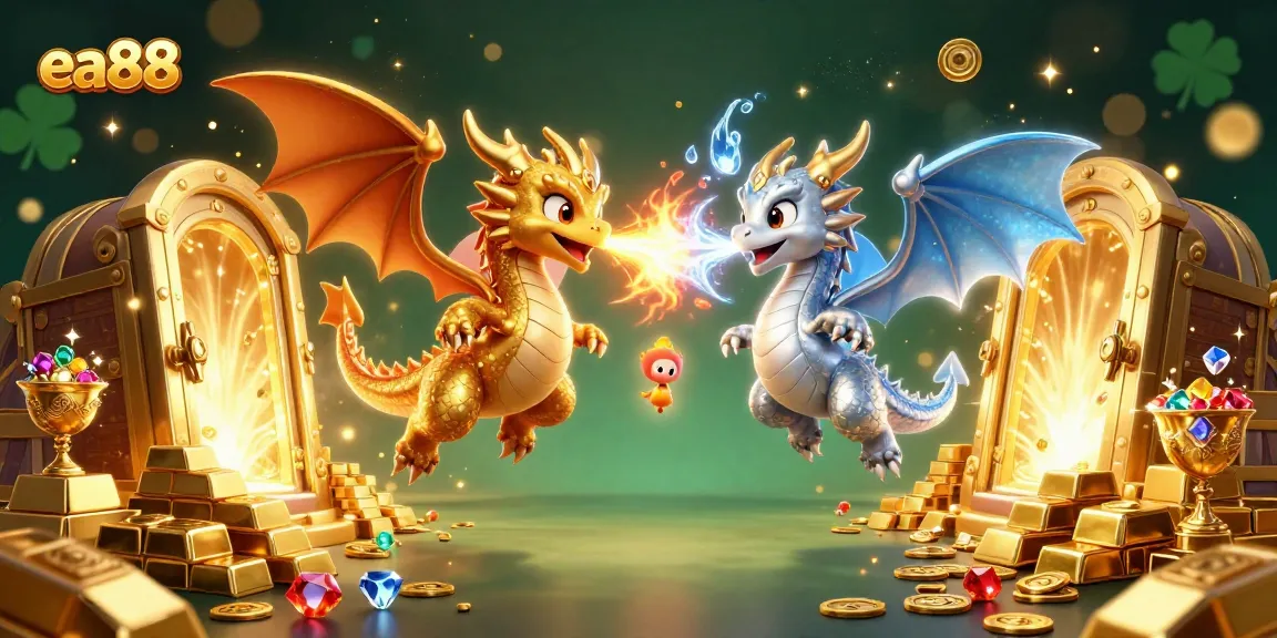Experience the thrill of ea88 with dragons, treasure, and captivating casino elements in a colorful 3D scene.