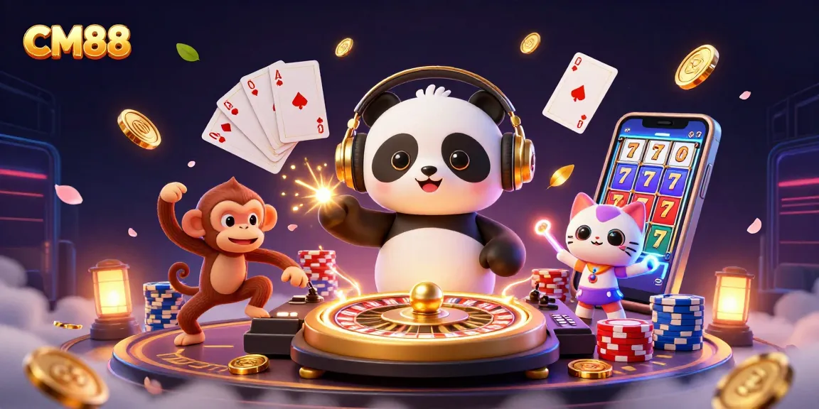Experience thrilling wins at CM88 with colorful characters and casino elements in a vibrant 3D world.