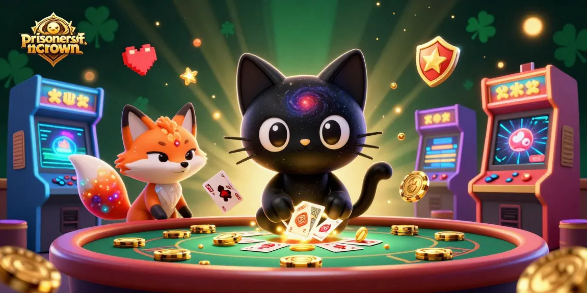 Engage in thrilling games at prisonersofthecrown's cosmic casino, where colorful characters draw in players.