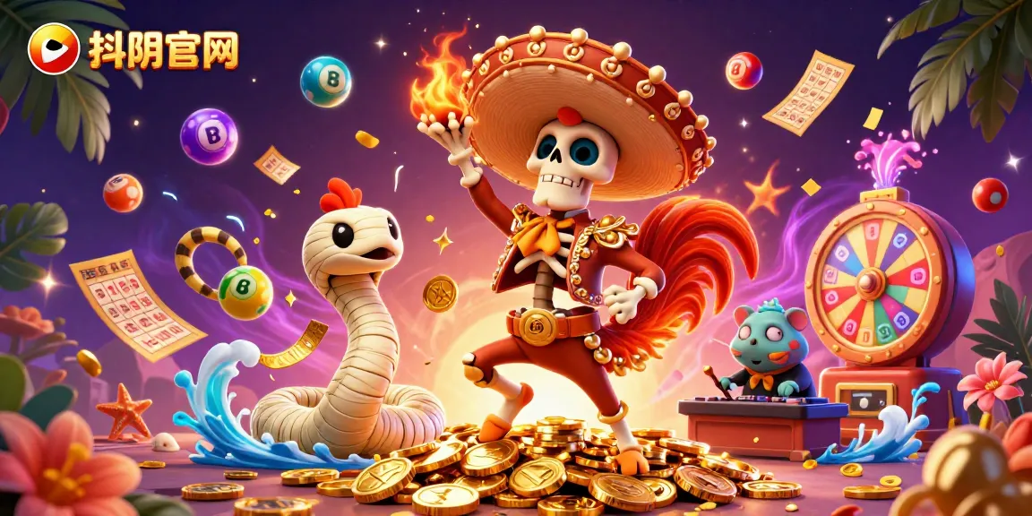 Engage in games on 抖阴官网 with the vibrant skeleton mariachi and colorful lottery elements.