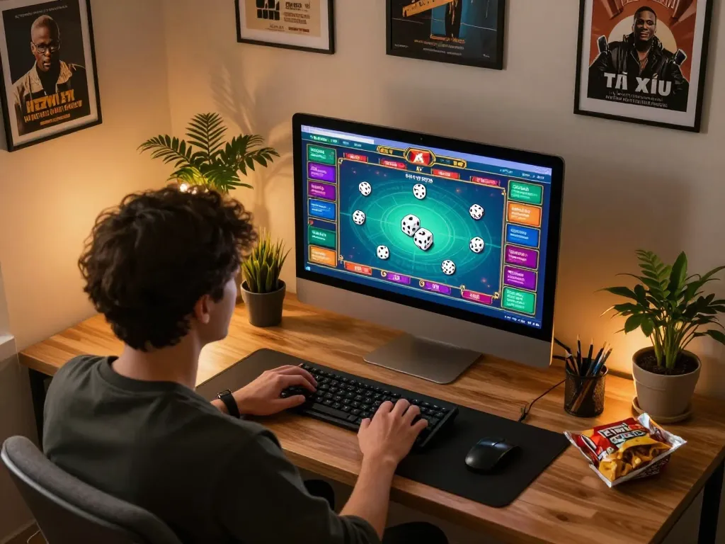 Engaging gameplay of game tài xỉu on a stylish desktop interface, highlighting an online casino experience.