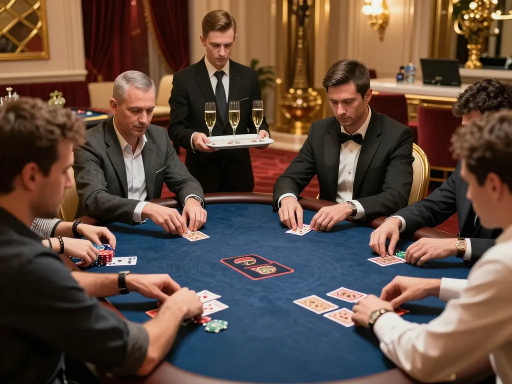 VIP gaming area showcasing strategic gameplay at VIN88 poker table with players immersed in action