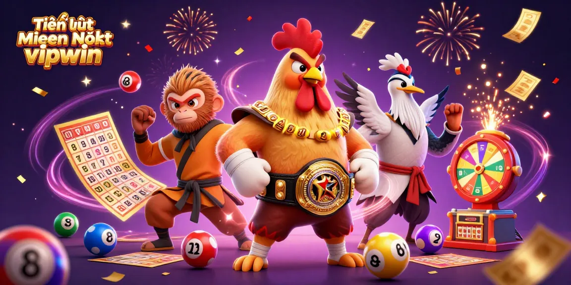 Engage with Tiến lên miền Bắc vipwin in an exhilarating lottery scene featuring vibrant characters and dynamic game elements.