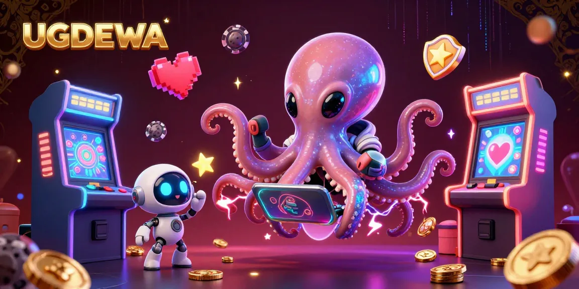 Experience thrilling games with UGDEWA's alien octopus at the cosmic slot machine.
