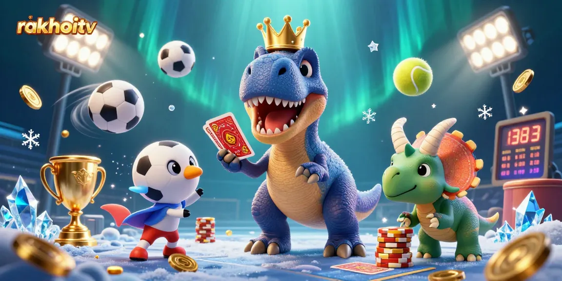 Experience thrilling gameplay at rakhoitv with our vibrant 3D illustration featuring unique dinosaur casino characters.