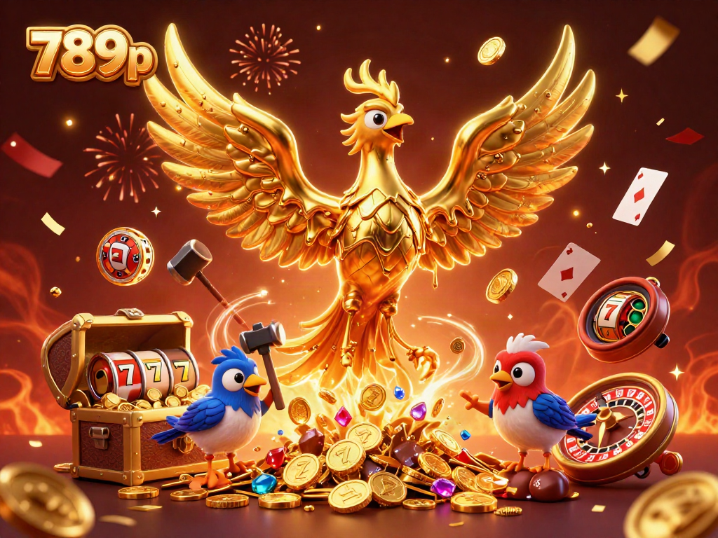 Experience fortune with the 789p golden phoenix, celebrating wins amidst casino riches.