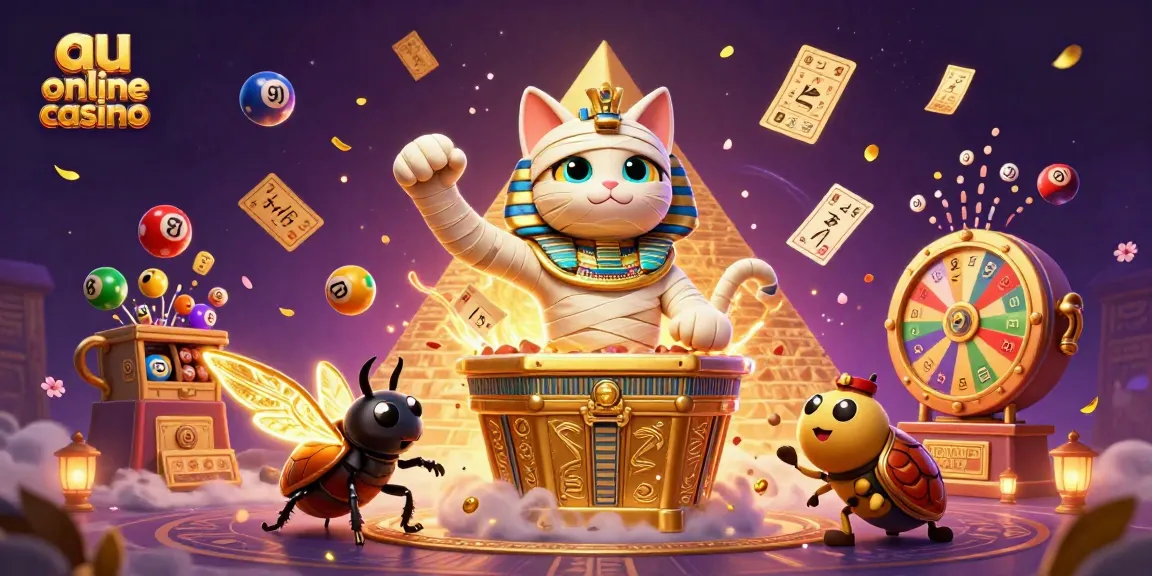 Experience the thrill of an au online casino with a lively scene featuring a pyramid casino.