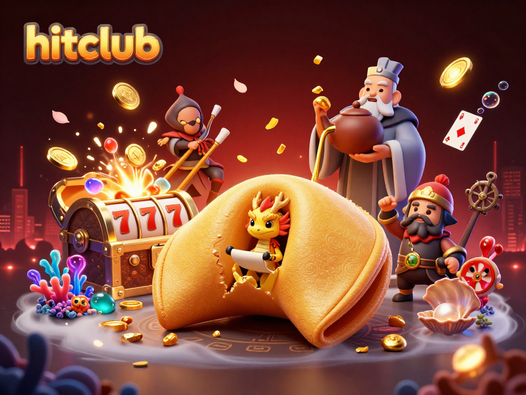 Experience the excitement of hitclub as you win big in a vibrant 3D casino illustration.