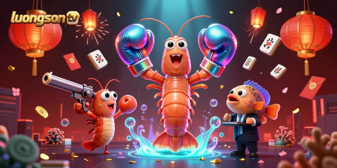 Join luongson tv for thrilling gaming adventures featuring vibrant shrimp characters in a lively casino scene.