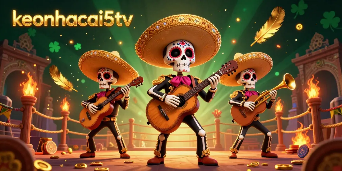 Engage with keonhacai5tv's gambling excitement in a vibrant 3D mariachi scene.