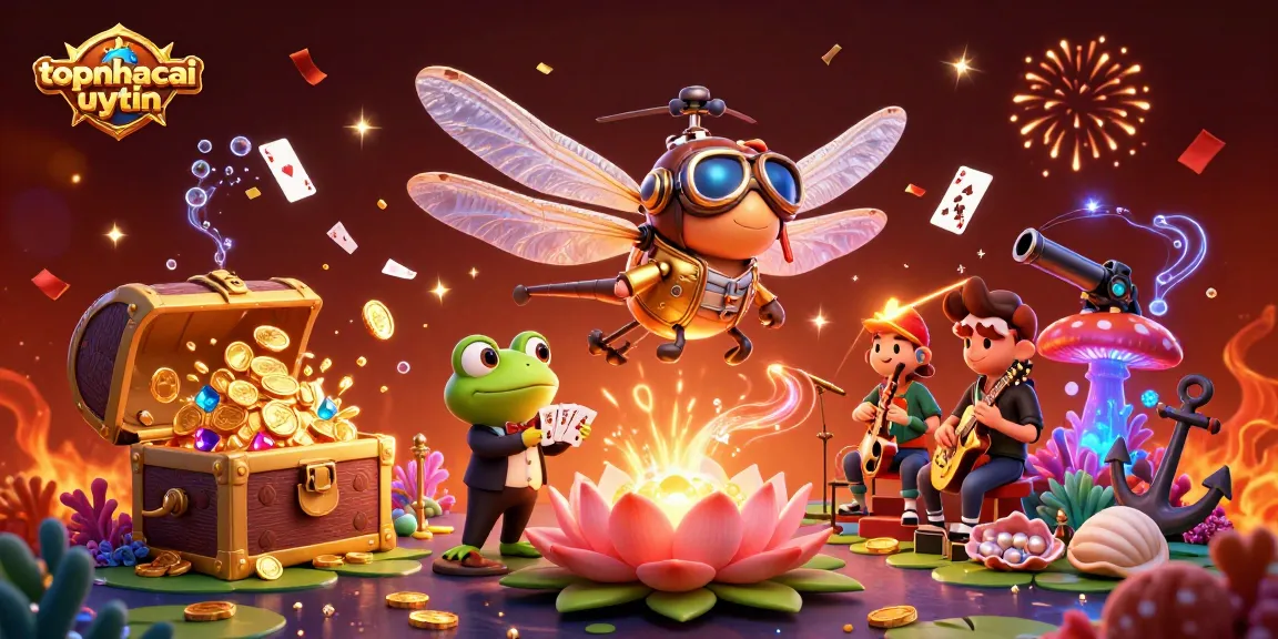 Experience fun with topnhacaiuytin as our frog croupier deals cards in a lively digital casino!