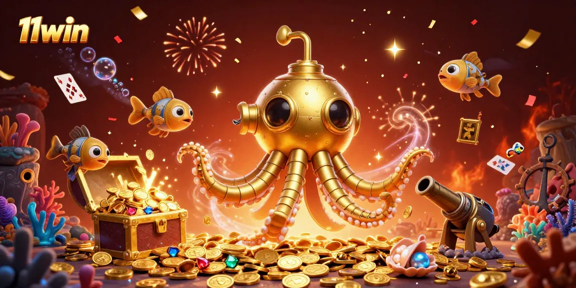 Experience the excitement of 11win with this vibrant underwater casino scene filled with treasures.