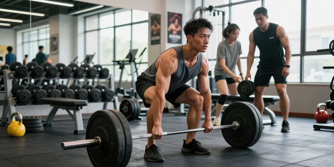 Dynamische Fitness-Szene, die einen Athleten zeigt, der in einem hellen Fitnessstudio Gewichte hebt, und dabei Stärke und Fokus im Zusammenhang mit Anabolika Shop Deutschland betont.