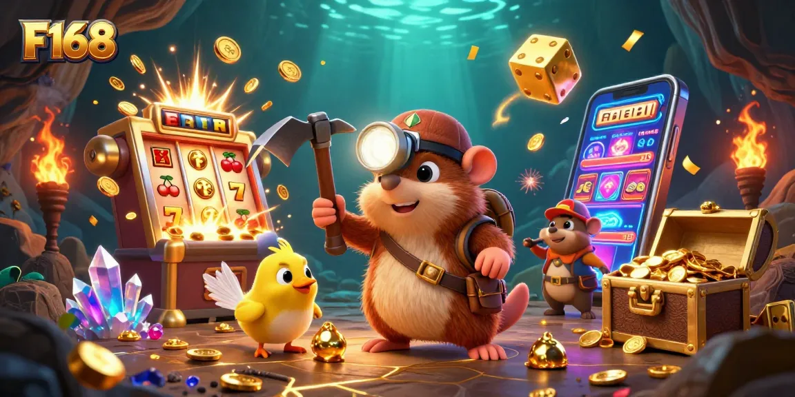 F168 enhances live sports betting with a treasure hunter mole and exciting casino games all around.