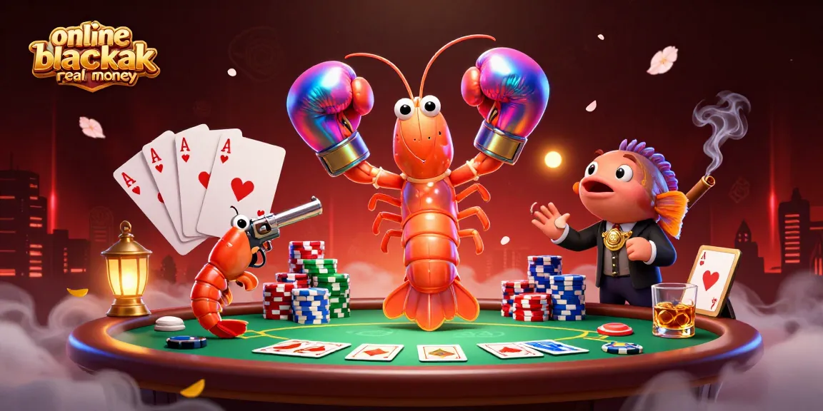 Join the excitement of online blackjack real money with a lively scene featuring colorful poker elements.