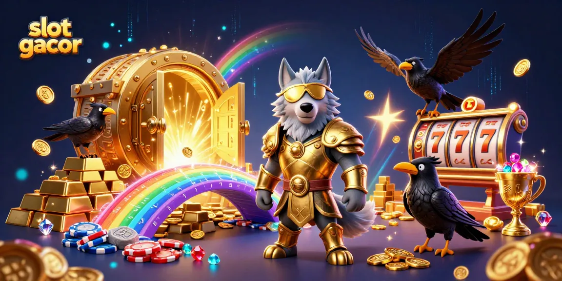 Engage with slot gacor visuals as luminous treasure surrounds Odin and ravens in a dynamic casino scene.