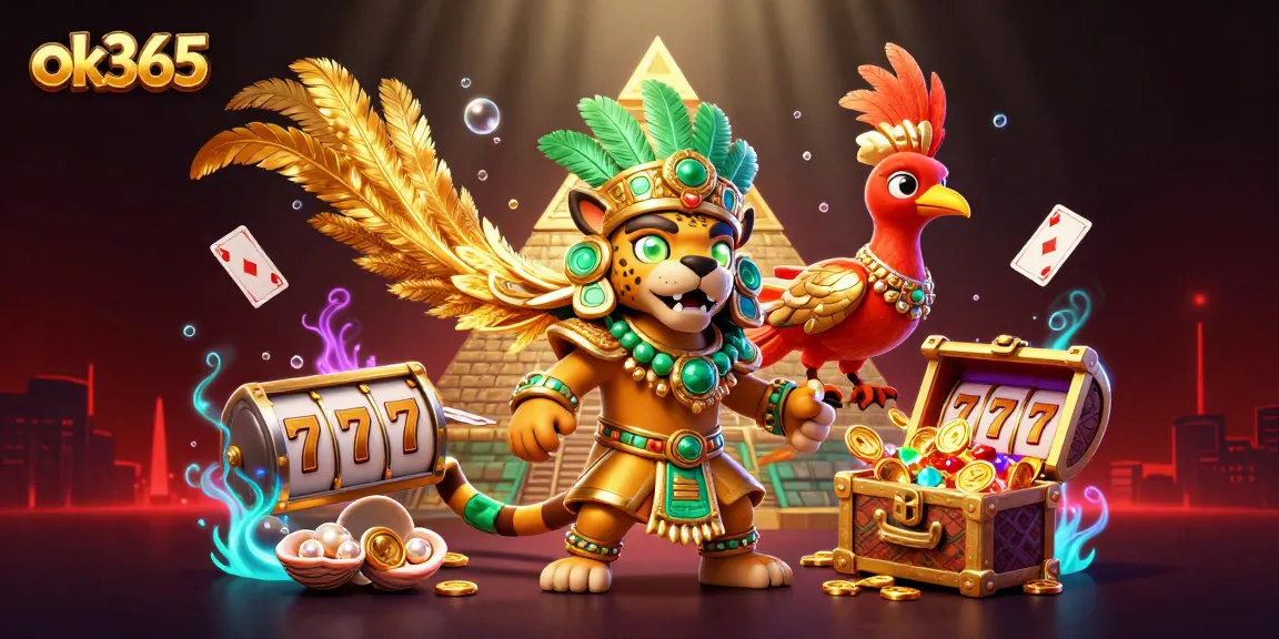 Experience thrills at ok365 with vibrant slots and captivating games in a dynamic 3D scene.