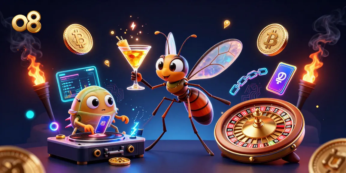 Experience the thrill of o8 with a vibrant 3D casino scene featuring unique characters and dynamic elements.