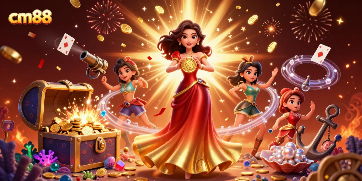 Experience exciting gameplay with cm88 as captivating characters engage in a vibrant, golden casino realm.
