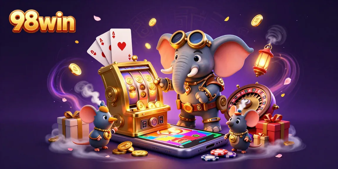 Spin reels and win big at 98win with an enchanting steampunk casino scene.