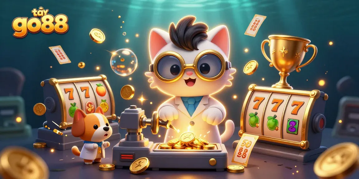 Engage with the exciting world of tải go88, featuring cartoon characters amidst rich casino elements and vibrant visuals.