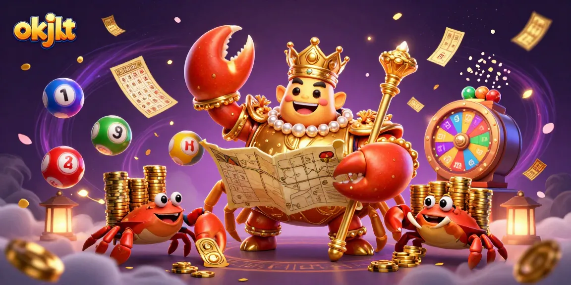 Menangkan jackpot di okjkt dengan ilustrasi raja kepiting emas yang megah dan elemen permainan menarik.